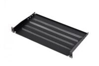 1U fixed shelf 19", depth 250 mm, load capacity 15 kg, mounting at 2 points, screws included, black (RAL 9005)