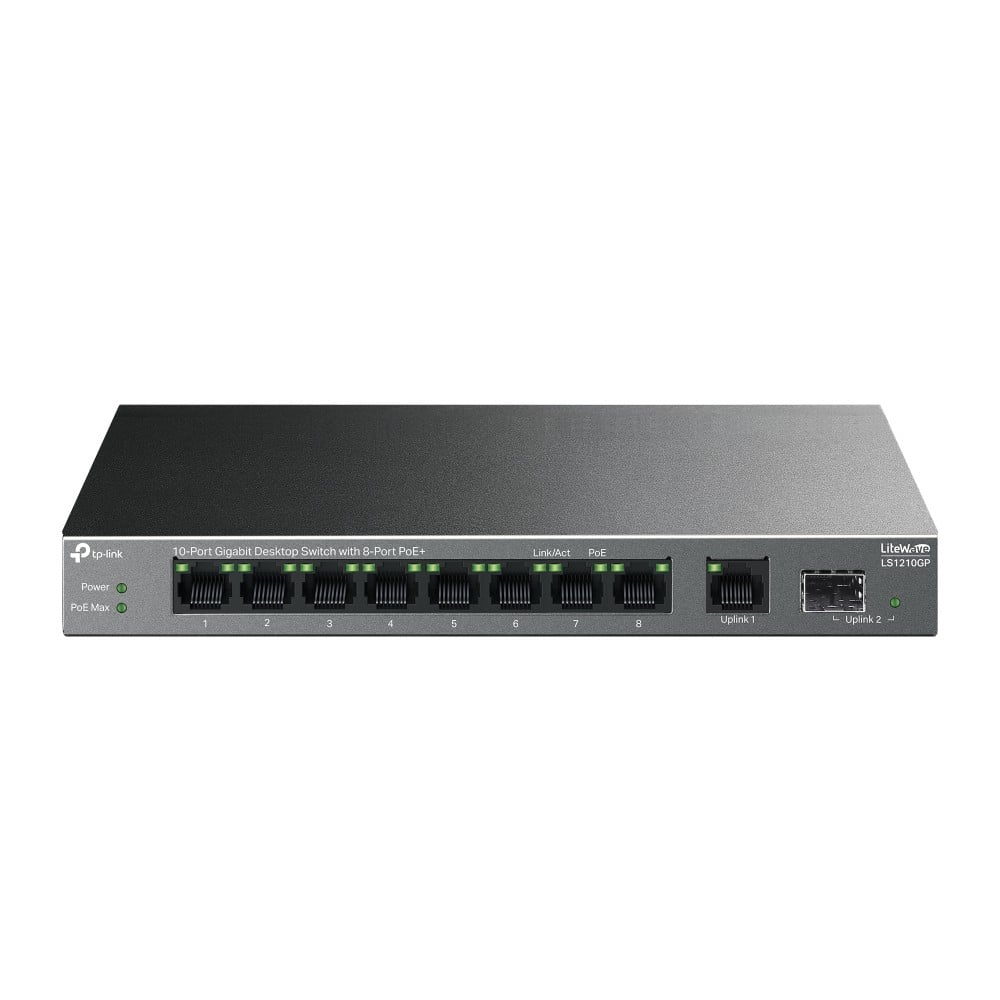 TP-Link LS1210GP 10-Port Gigabit Desktop Switch with 8-Port ...