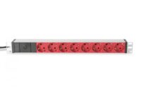 1U Aluminum PDU, rackmountable, 8x red CEE 7/7 10A Plug, 250VAC 50/60Hz, outlet - Slika 3