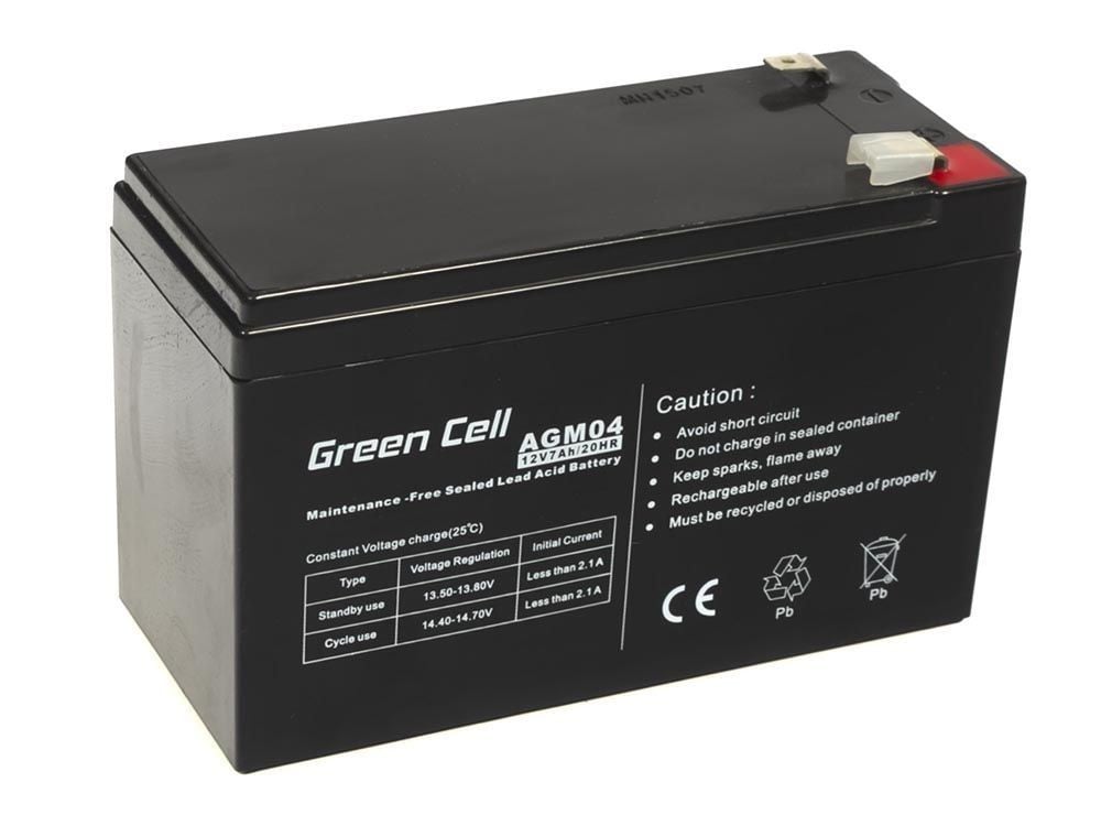 Green Cell AGM VRLA 12V 7Ah maintenance-free battery for UPS...