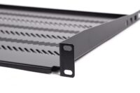 1U fixed shelf 19", depth 350 mm, load capacity 25 kg, mounting at 4 points, screws and bracket included, black (RAL 9005) - Slika 6