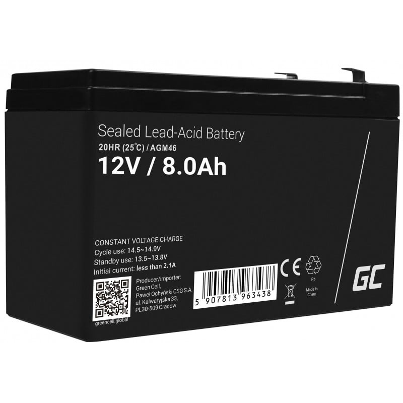 Green Cell AGM VRLA 12V 8Ah maintenance-free battery for the...