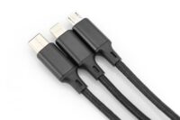 USB charger cable, for Apple and Android devices 1m, 3 in 1 cable, cotton, bl - Slika 10