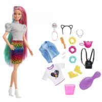 Leopard Rainbow Hair Doll BARBIE GRN81 - Slika 7