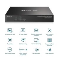 TP-Link VIGI NVR1008H-8MP 8 Channel PoE Network Video Recorder - Slika 2