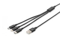 USB charger cable, for Apple and Android devices 1m, 3 in 1 cable, cotton, bl