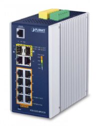 Planet IGS-5225-8P2T2S IP30 Industrial L2+/L4 8-Port 1000T 802.3at PoE+ 2-port 10/100/1000T + 2-Port 1G/2.5G SFP Full Managed Switch (-40 to 75 C, dual redundan