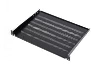 1U fixed shelf 19", depth 350 mm, load capacity 25 kg, mounting at 4 points, screws and bracket included, black (RAL 9005)