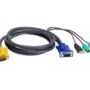 PS/2 USB KVM Cable 3m - 3 m - PS/2 - PS/2 - VGA - Black - 2 x PS/2 - USB A - HDB-15