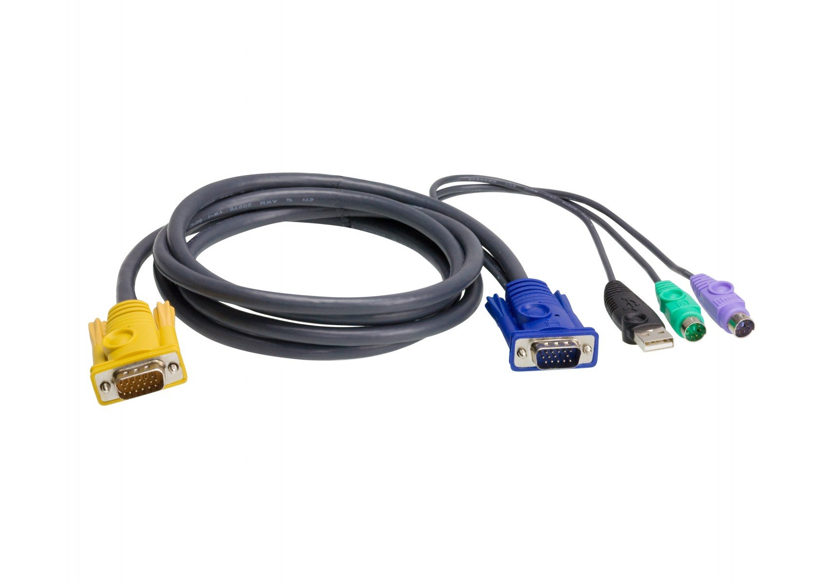 PS/2 USB KVM Cable 3m – 3 m – PS/2 – PS/2 – VGA – Black – 2 x PS/2 – USB A – HDB-15