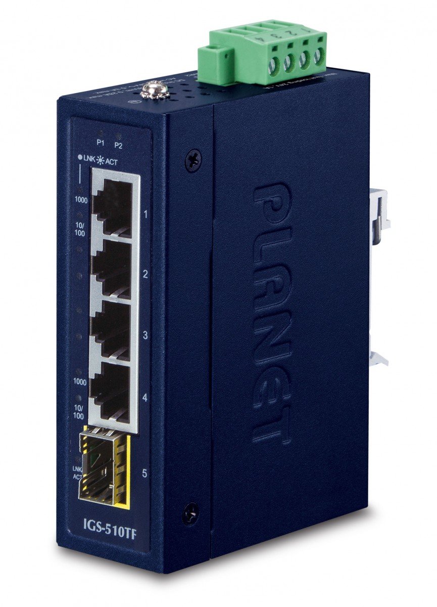 Planet IGS-510TF IP30 Compact size 4-Port 10/100/1000T + 1-P...