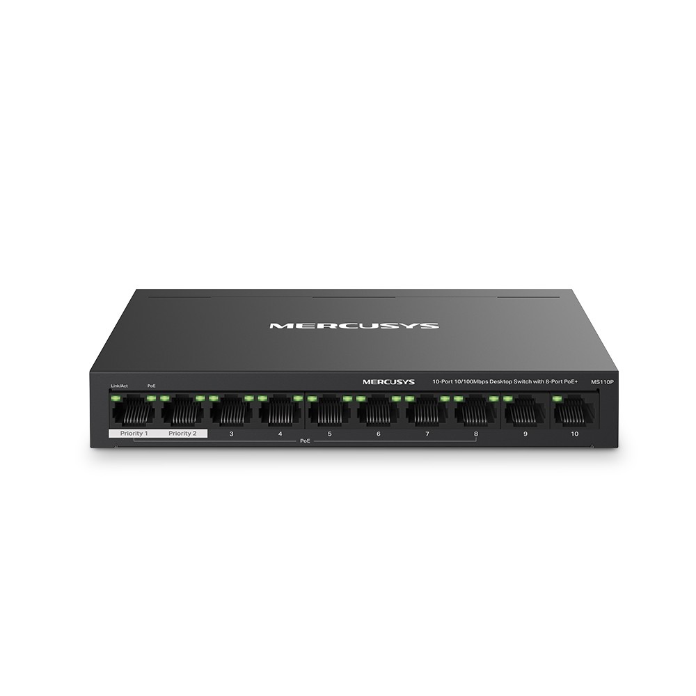 TP-Link MS110P 10-Port 10/100Mbps Desktop Switch with 8-Port...
