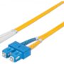 Intellinet Fiber Optic Patch Cable, OS2, LC/SC, 1m, Yellow, Duplex, Single-Mode, 9/125 µm, LSZH, Fibre, Lifetime Warranty, Polybag