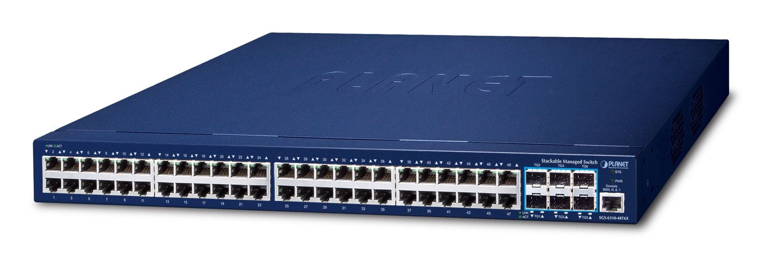 Planet SGS-6310-48T6X Layer 3 48-Port 10/100/1000T + 6-Port ...