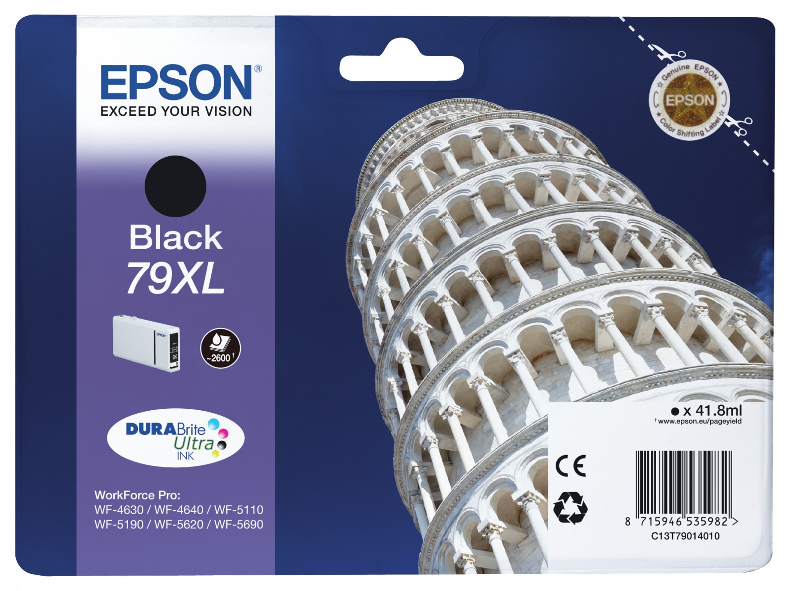 Epson Tower of Pisa Singlepack Black 79XL DURABrite Ultra In...