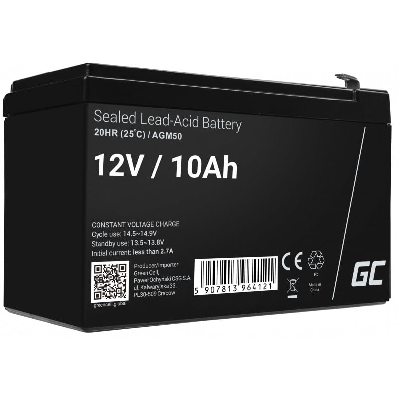 Green Cell AGM VRLA 12V 10Ah maintenance-free battery for UP...
