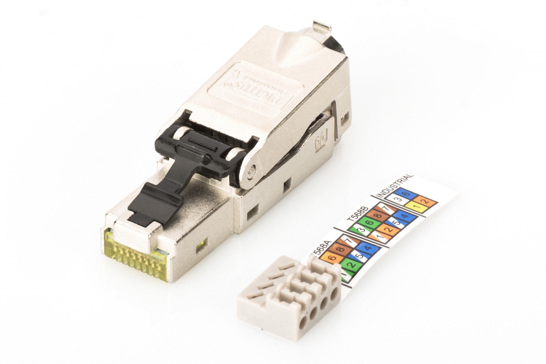 CAT 6A Field Termination Plug, STP, dust cap, bend relief