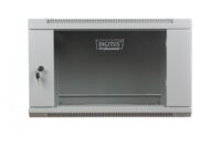4U wall mounting cabinet 19" rack 600x450, glass door, ununmounted, 60kg, grey (RAL 7035)