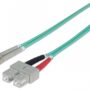 Intellinet Fiber Optic Patch Cable, OM3, LC/SC, 1m, Aqua, Duplex, Multimode, 50/125 µm, LSZH, Fibre, Lifetime Warranty, Polybag