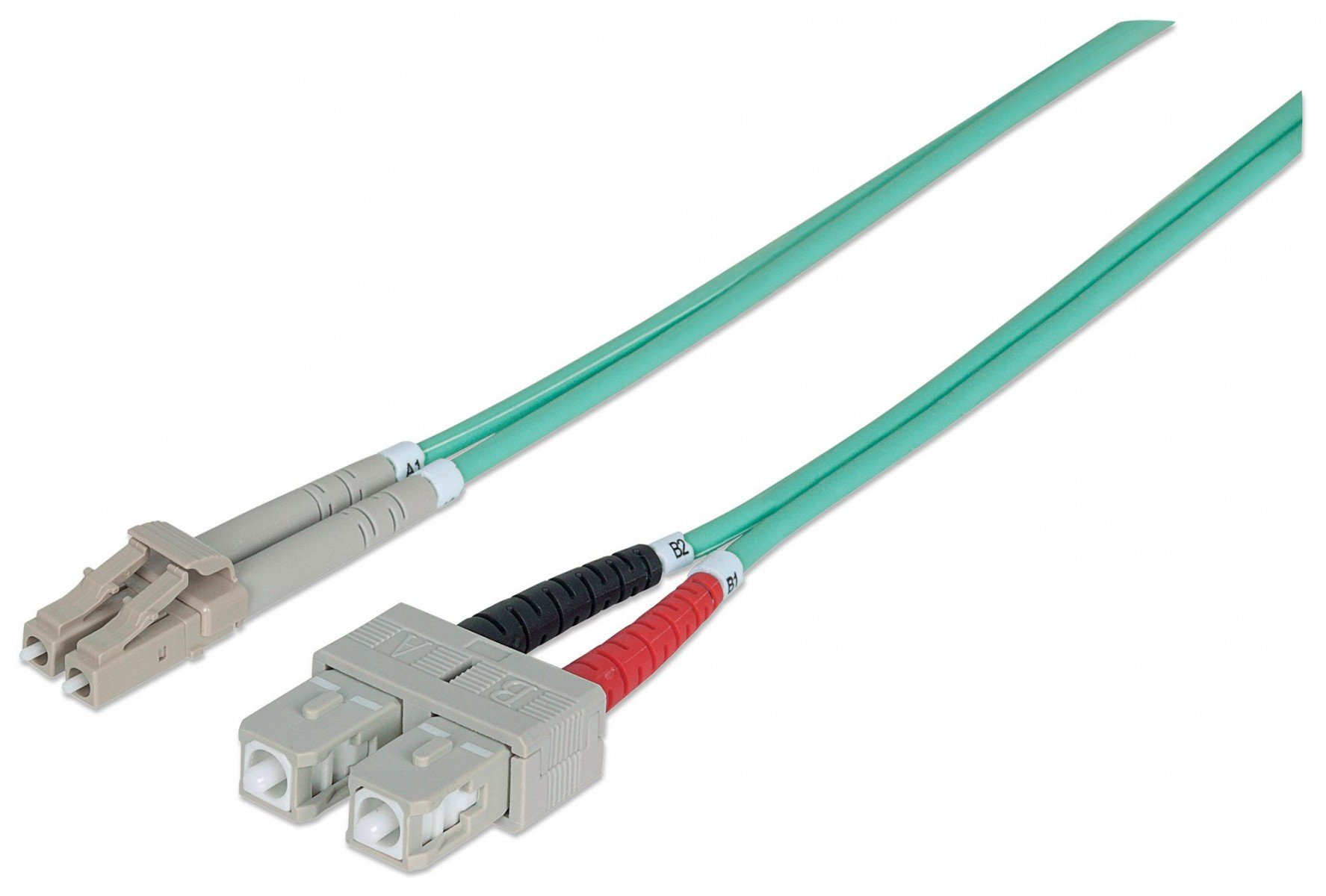 Intellinet Fiber Optic Patch Cable, OM3, LC/SC, 1m, Aqua, Du...