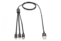 USB charger cable, for Apple and Android devices 1m, 3 in 1 cable, cotton, bl - Slika 9
