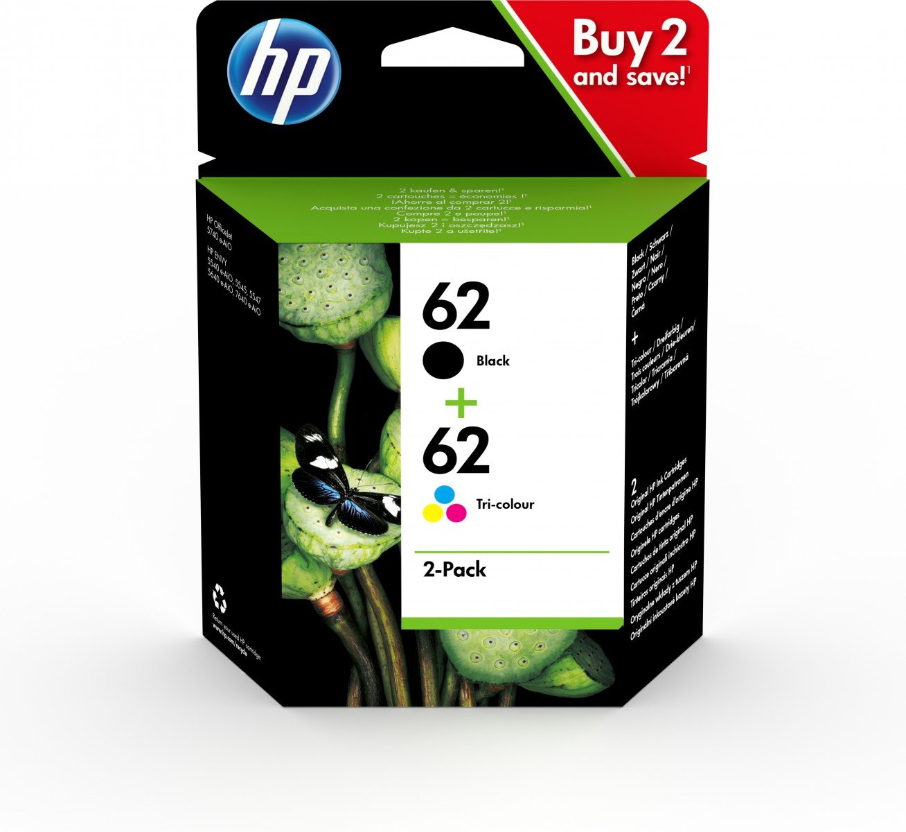 62 2-pack Black/Tri-color Original Ink Cartridges – St...