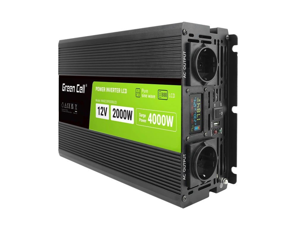 Green Cell PowerInverter LCD 12 volt 2000W/40000W car invert...
