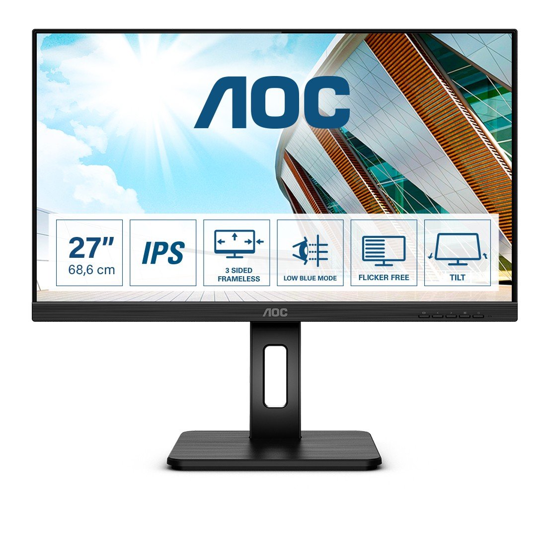 AOC Q27P2Q – 68.6 cm (27″) – 2560 x 1440 pixels – Quad HD – LED – 4 ms – Black (Q27P2Q)