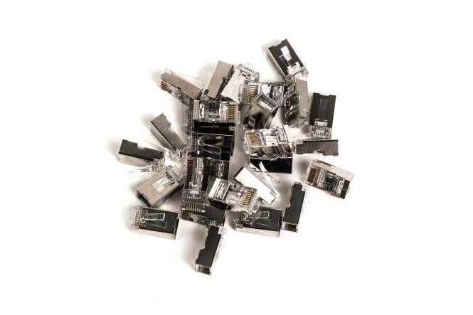 RJ45 Modular plug (8P8C) pass-through, CAT 6, shielded, AWG 26-24, 100 pieces