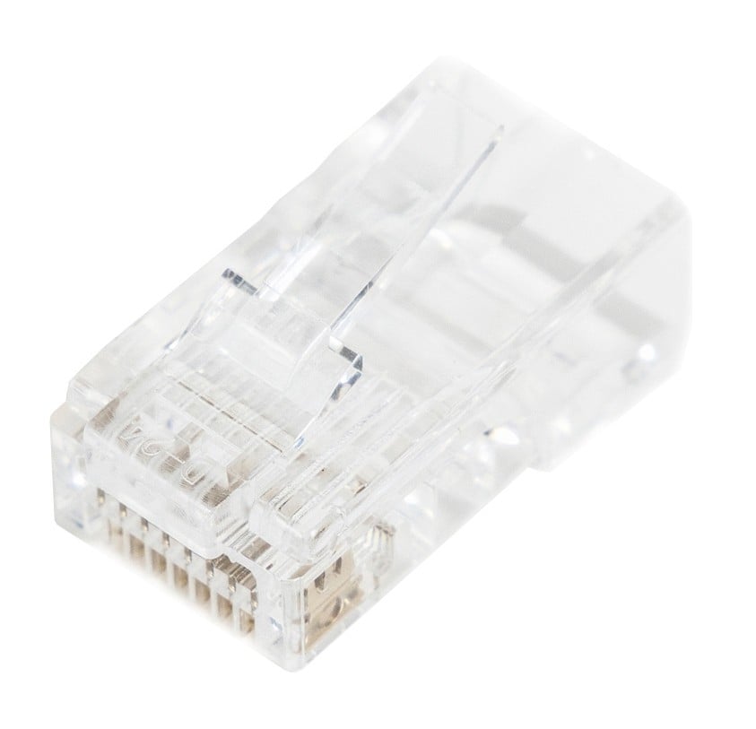 RJ45 Modular plug (8P8C) pass-through, CAT 5e, unshielded, AWG 26-24, 100 pieces