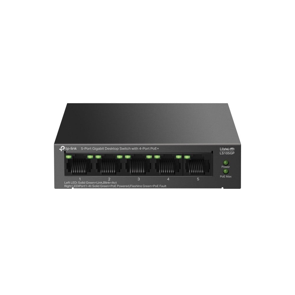 TP-Link LS105GP 5-Port Gigabit Desktop Switch with 4-Port Po...
