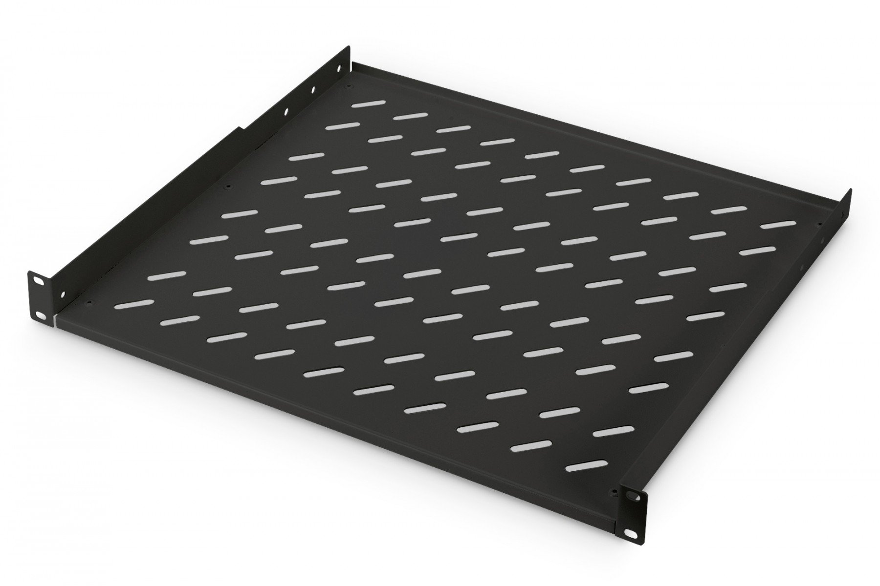 1U fixed shelf for racks from 600 mm depth 44x483x399 mm, up to 15 kg, black (RAL 9005)