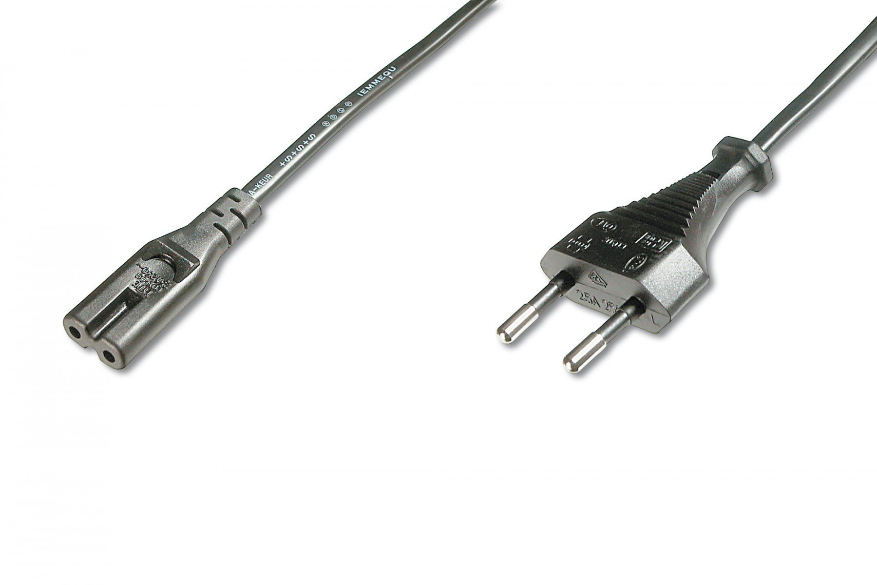 Power Cord, Euro – C7 M/F, 1.8m, H03VVH2-F 0.75qmm, black