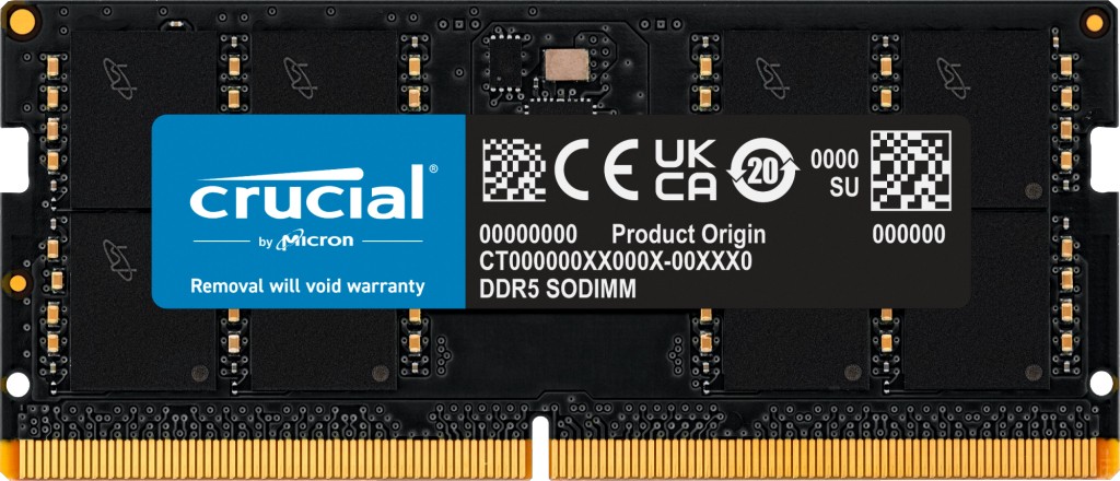 Crucial DDR5 48GB SO DIMM 262-PIN 5600MHz CL46 with On-Die ECC (CT48G56C46S5) – Schwarz