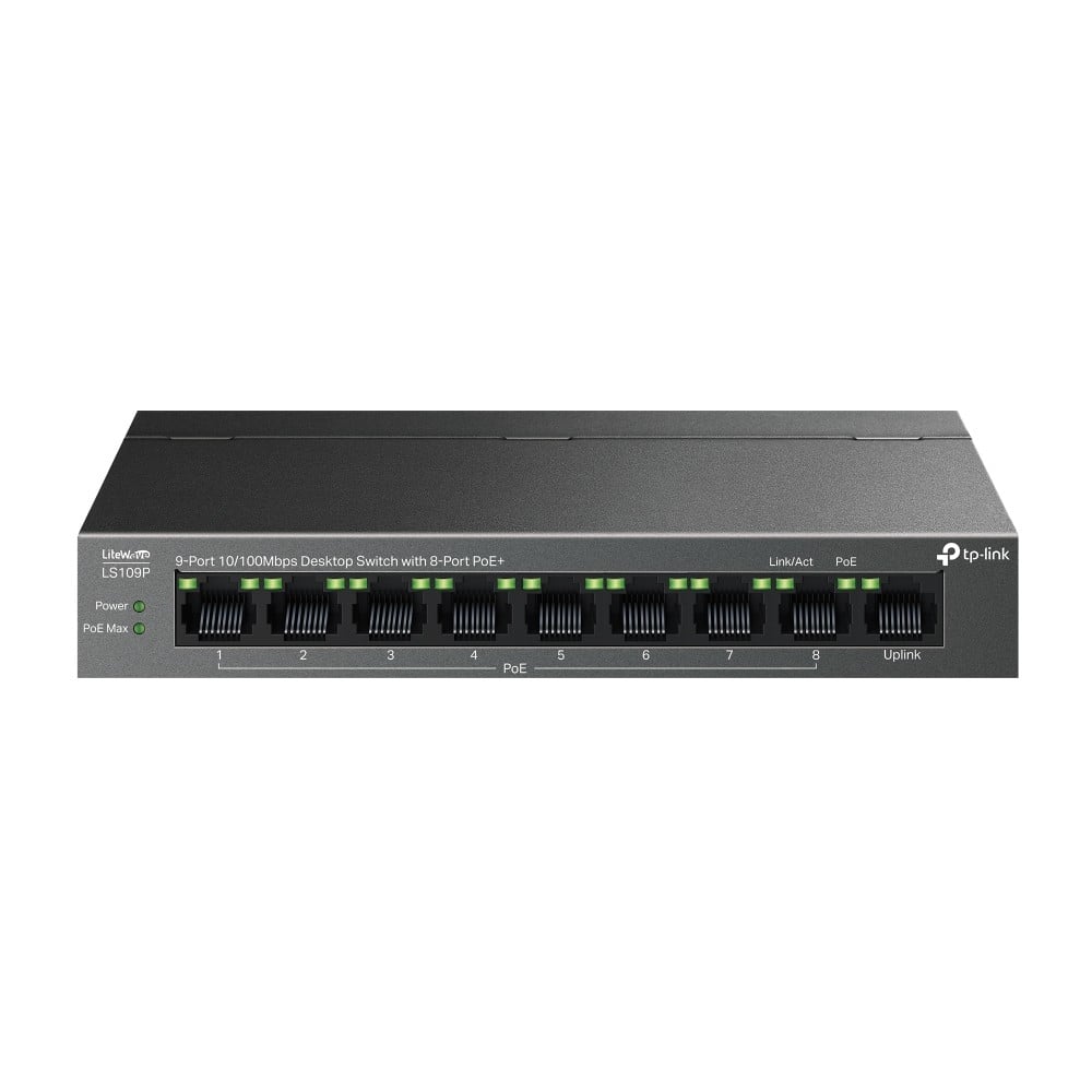 TP-Link LS109P 9-Port 10/100 Mbps Desktop Switch with 8-Port PoE+