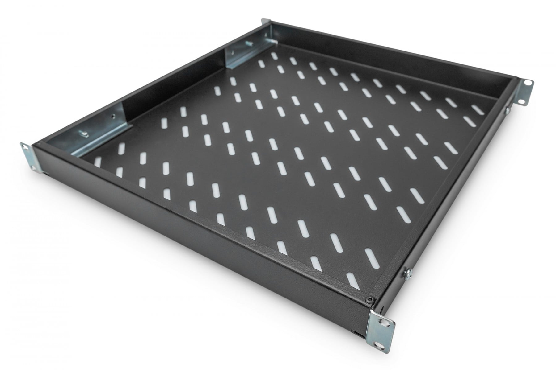 1U fixed shelf for 800 mm depth racks 44x483x500 mm, adjust. 500-700 mm depth, black (RAL 9005) - Slika 2