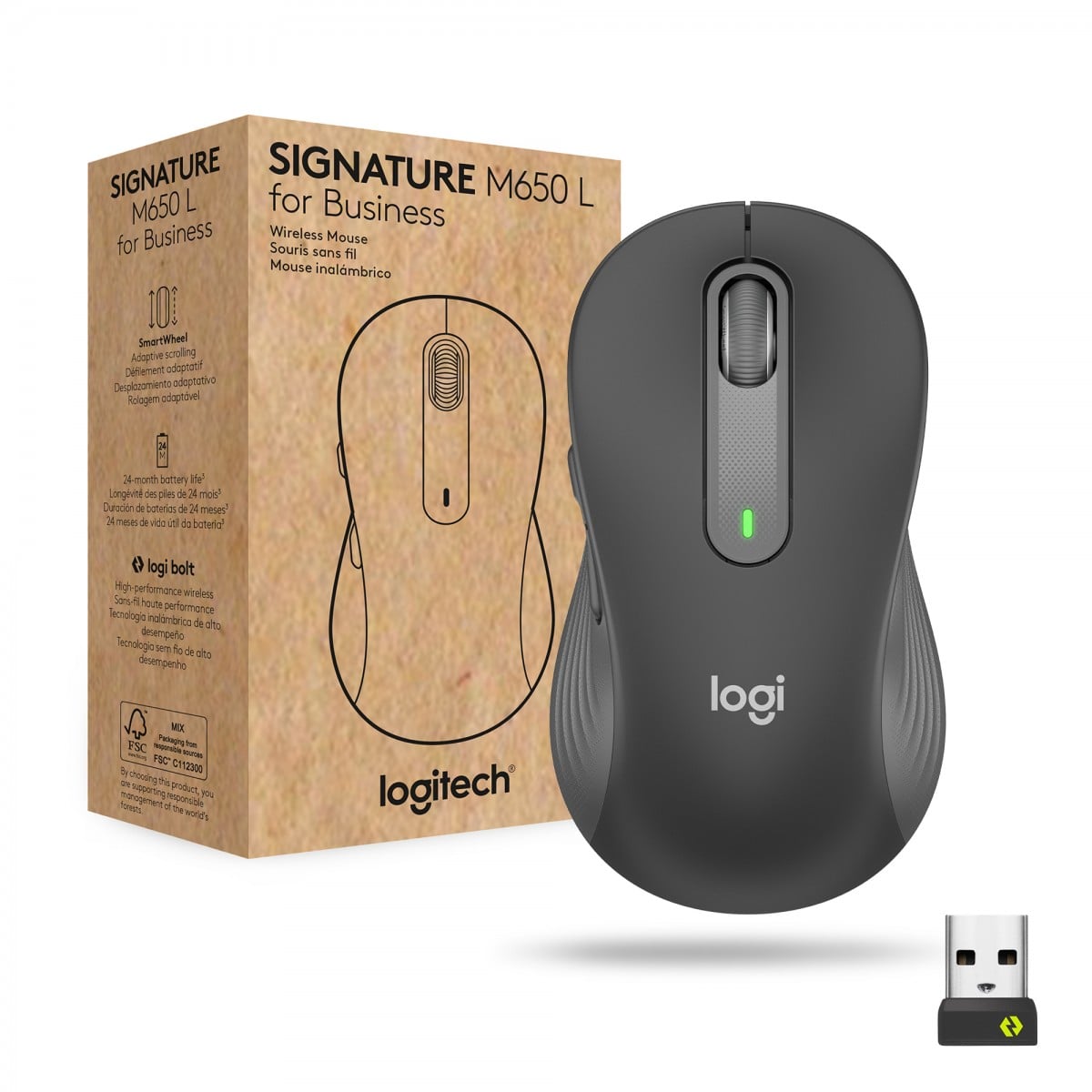 LOGITECH Signature M650 L Wireless Mouse for Business – GRAPHITE – EMEA