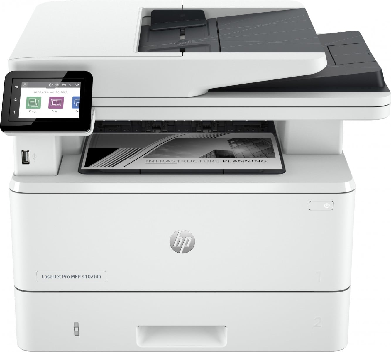 HP LaserJet Pro MFP 4102fdn Printer, Black and white, Printer for Small medium business, Print, copy, scan, fax, Instant Ink eligible; Print from phone or table
