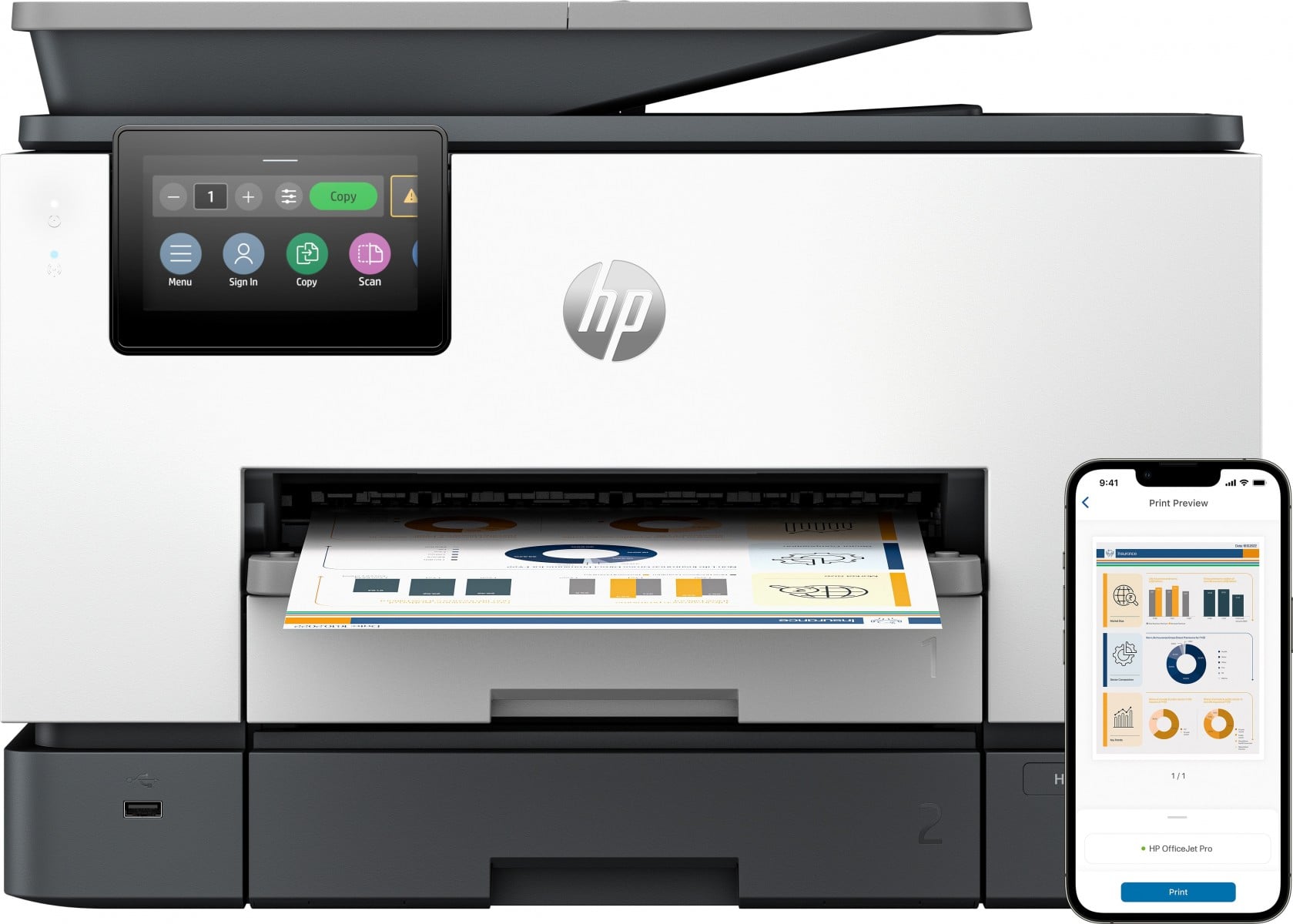 HP 4U561B#629 OfficeJet Pro 9130b Wireless All-in-One Color Printer