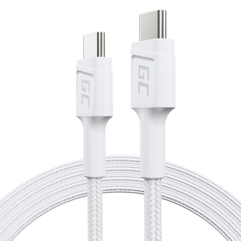 Cable White USB-C Type C 1,2m Green Cell PowerStream with fast charging Power Delivery 60W, Ultra Charge, Quick Charge 3.0