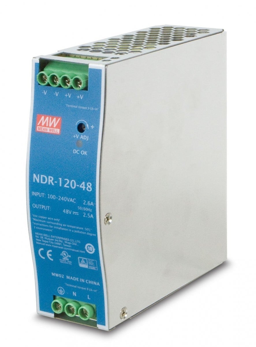 Planet PWR-120-48 48V, 120W Din-Rail Power Supply (NDR-120-48, adjustable 48-56V DC Output)