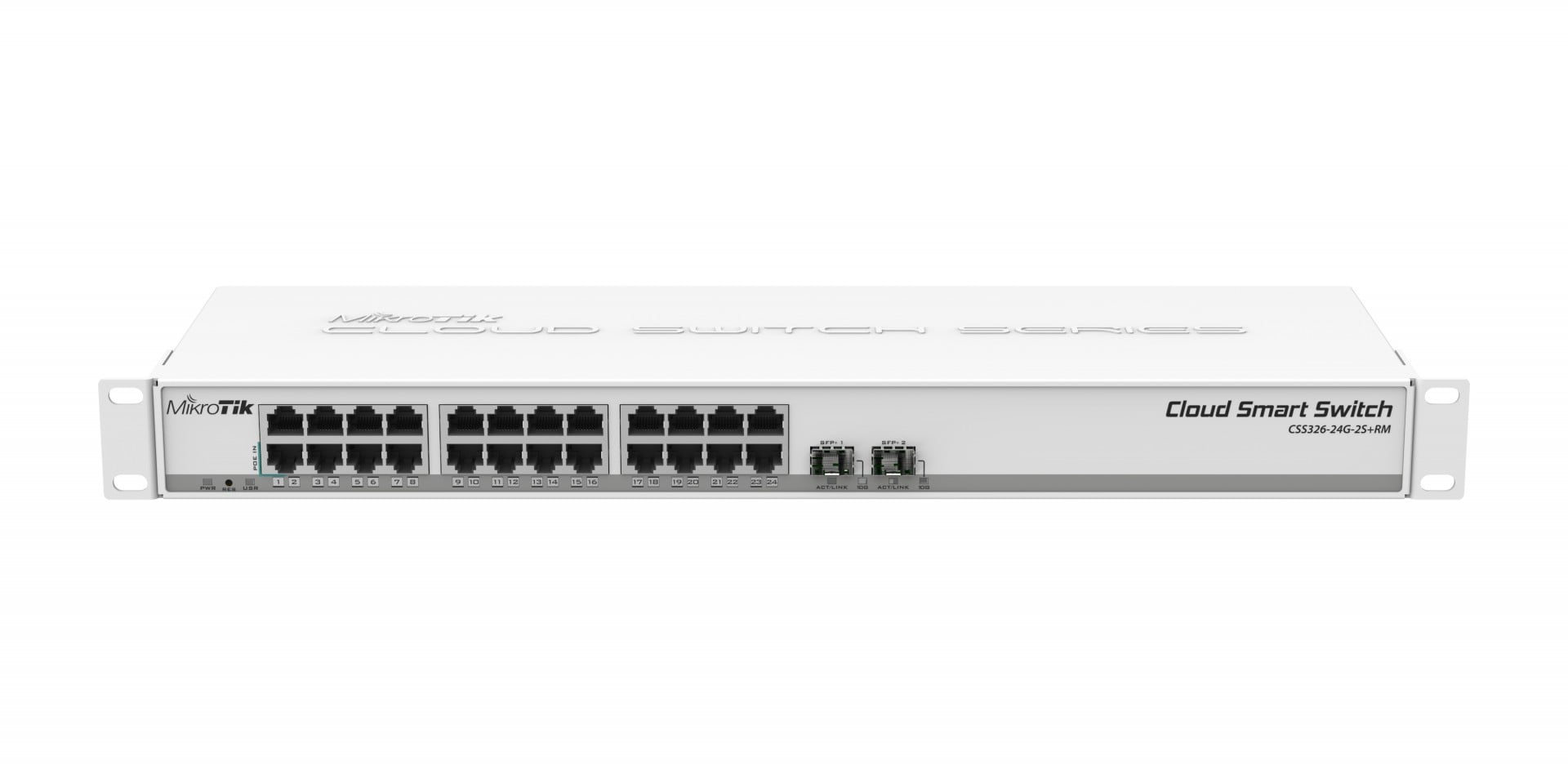 MikroTik CSS326-24G-2S+RM Managed Network Switch, 24x Gigabit Ethernet, 2x SFP+, PoE, 1U