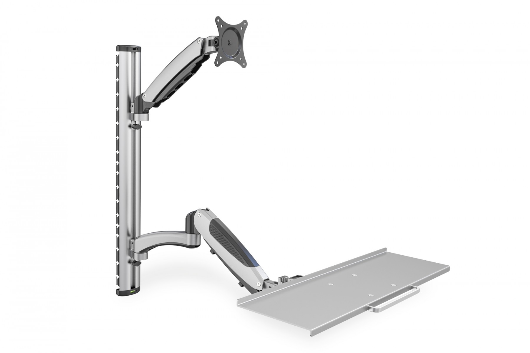 Workstation (Monitor, Keyboard) Wall Mount 27 inch, 6 kg, VESA 75×75, 100×100, silver