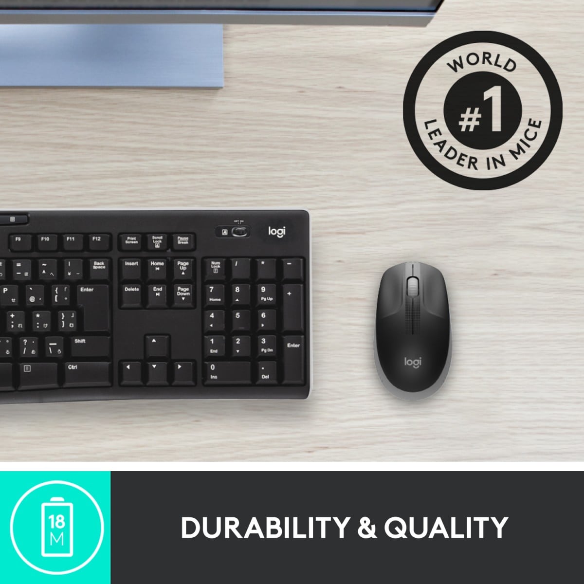 M190 Full-size wireless mouse - MID GREY - Slika 10