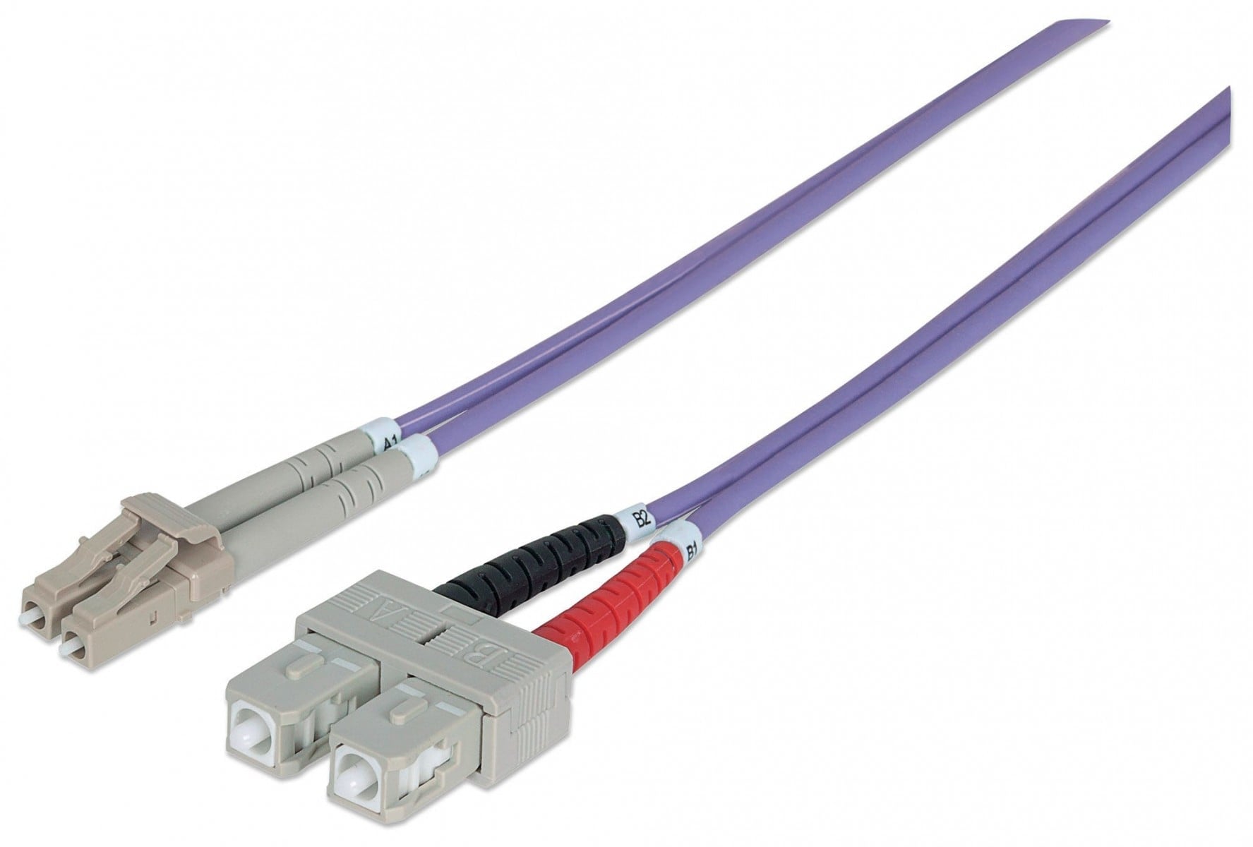 Intellinet Fiber Optic Patch Cable, OM4, LC/SC, 3m, Violet, Duplex, Multimode, 50/125 µm, LSZH, Fibre, Lifetime Warranty, Polybag