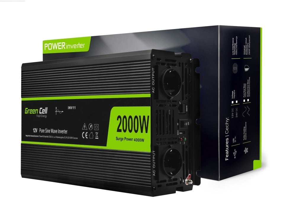 Green Cell Power Inverter 12V to 230V 2000W/4000W Pure sine wave