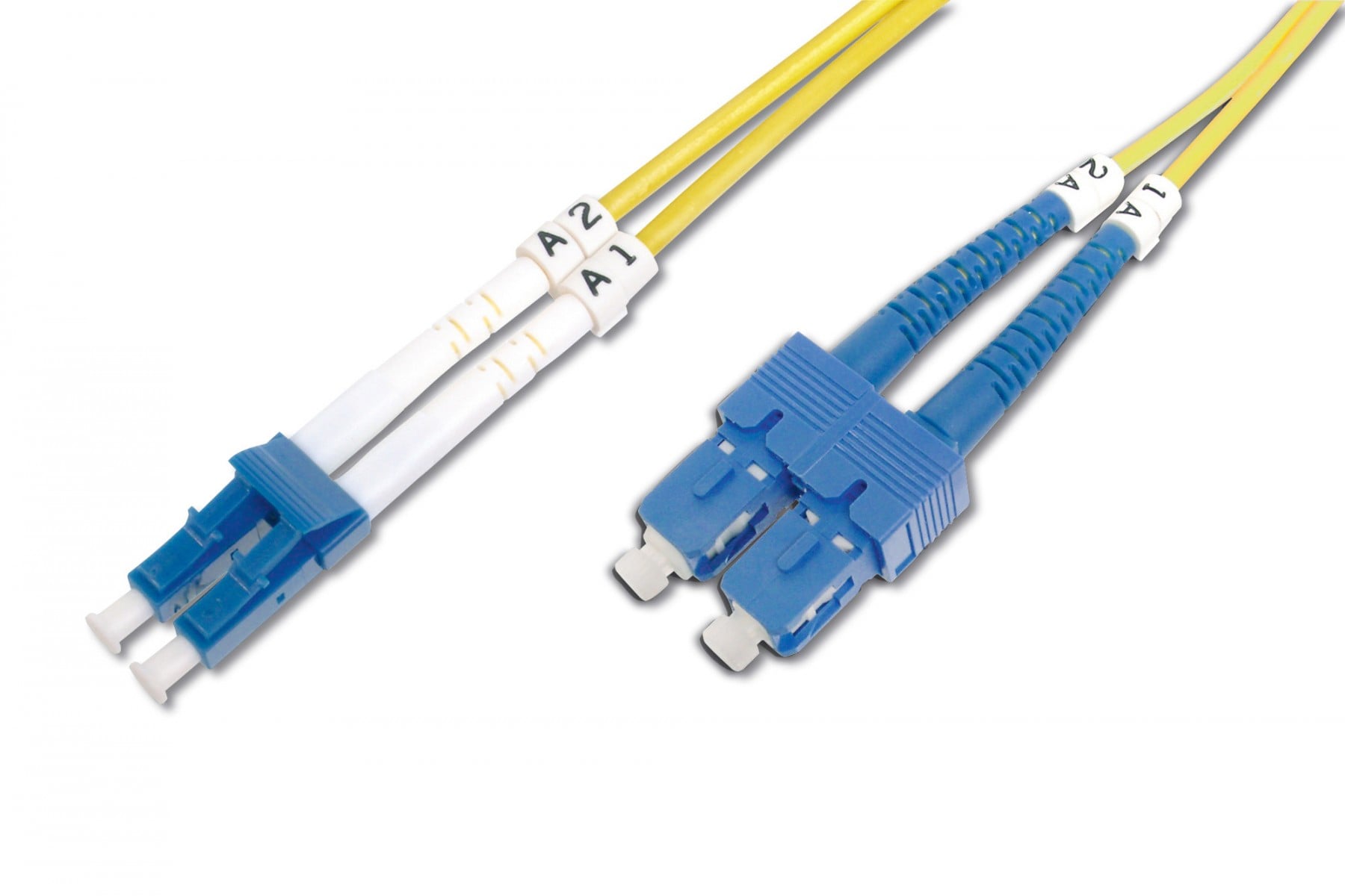 FO patch cord, duplex, LC to SC SM OS2 09/125 µ, 2 m
