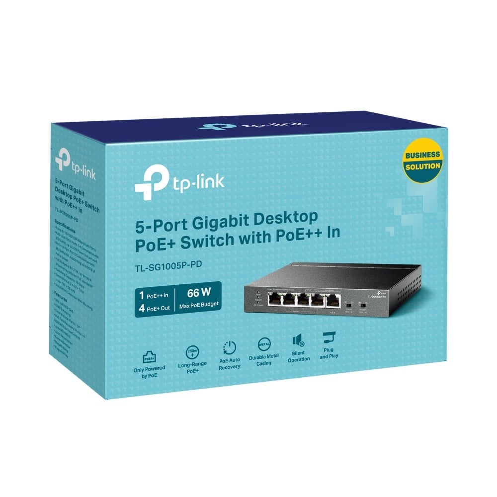 TP-Link TL-SG1005P-PD 5-Port Gigabit Desktop Switch with 1-Port PoE++ In and 4-Port PoE+ Out - Slika 6