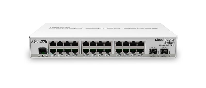 MikroTik CRS326-24G-2S+IN Managed Network Switch, 24x Gigabit Ethernet, 2x SFP+, PoE