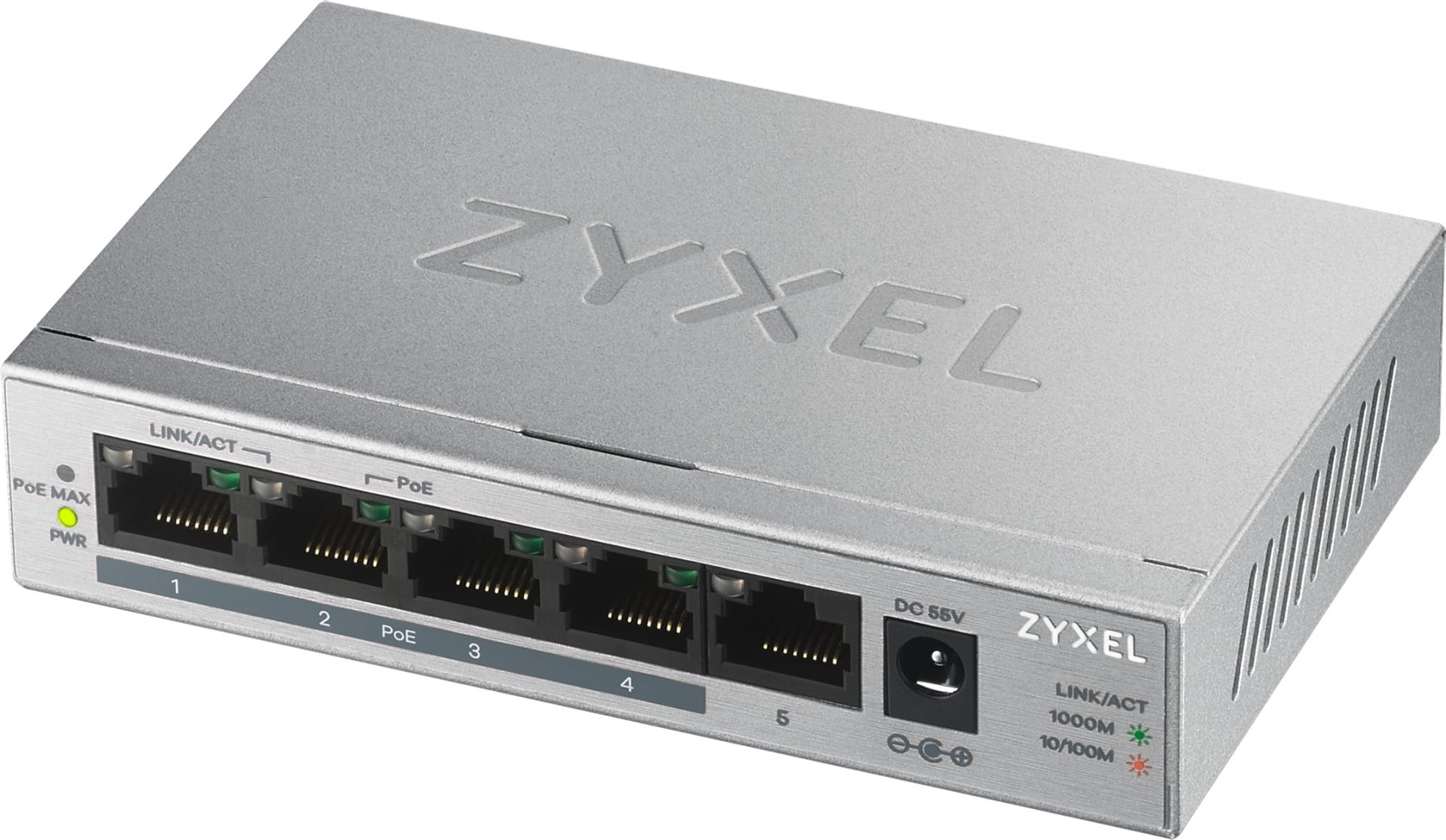 Zyxel GS1005-HP, 5 Port Gigabit PoE+ unmanaged desktop Switch, 4 x PoE, 60 Watt